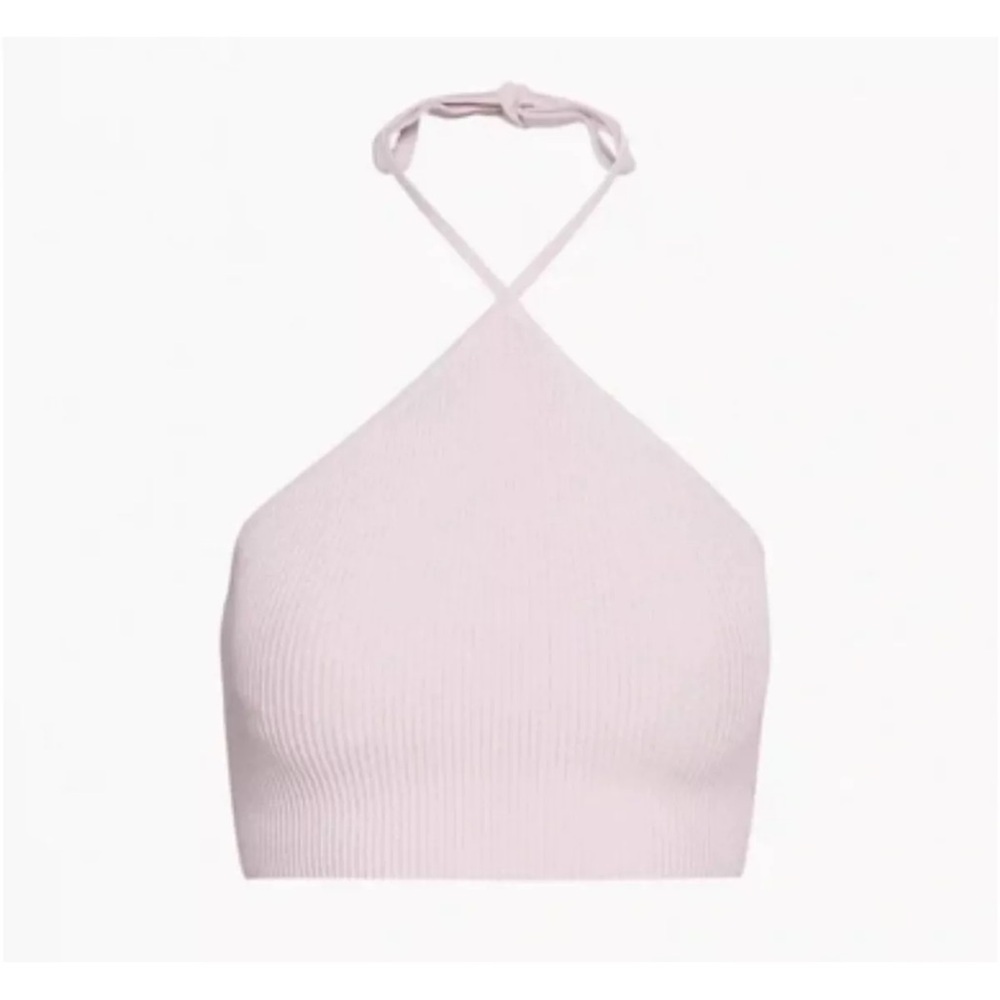 Light Pink Aritzia Babaton Sculpt Knit Cropped Halter Top size small
